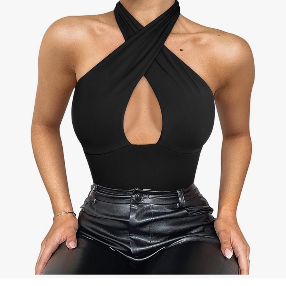 Black Halter Neck Women Top